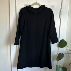 GOAT black shift dress with ruffled neckline